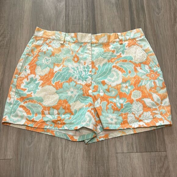 Tibi Shorely Orange Floral Chino Shorts Sz 10 - Picture 1 of 11